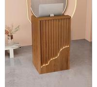 Tavolo da banco per reception, con ripiani e cassetti aperti, design a forma di L, per negozi e strutture ricettive