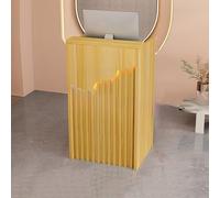 Tavolo da banco per reception, con ripiani e cassetti aperti, design a forma di L, per negozi e strutture ricettive