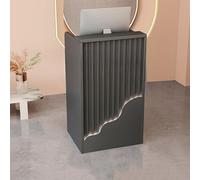 Tavolo da banco per reception, con ripiani e cassetti aperti, design a forma di L, per negozi e strutture ricettive