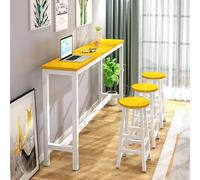 Tavolo Da Bar Alto, Bancone Da Bar Industriale Rettangolare Stretto, Tavolo Da Pranzo Alto Come Un Bar, Adatto For Cucine,Soggiorni, Bar, Non Sono Necessari Sgabelli(Yellow+White,15.7x39.4in)