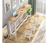 Tavolo Da Bar Alto, Bancone Da Bar Industriale Rettangolare Stretto, Tavolo Da Pranzo Alto Come Un Bar, Adatto For Cucine,Soggiorni, Bar, Non Sono Necessari Sgabelli(Walnut+White,15.7x39.4in)