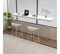 Tavolo da bar alto e stretto in legno massello bianco con base in acrilico, tavolo da pranzo industriale per cucina, bistrot, bar, design moderno rettangolare, 100 cm, sgabelli non inclusi.