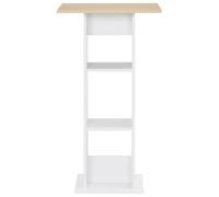 Tavolo da bar bianco e rovere Sonoma, 60 x 60 x 110 cm | Materiale in legno, facile da pulire, ripiani sotto il tavolo, facile da montare, utilizzabile come tavolo da pranzo
