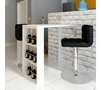 Tavolo da bar bianco lucido, con portabottiglie integrato, per cucina e sala da pranzo, realizzato in MDF resistente, offre una pratica conservazione per bottiglie e un uso versatile come tavolo da