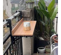 Tavolo da Bar da Balcone per Ringhiere, 80 * 26 Cm / 31,4 * 10,2 Pollici, Tavolo da Bar All'aperto, Tavolino Pieghevole, Piccola Scrivania Pieghevole Salvaspazio, Wood Color, 80 * 26cm/31.4 * 10.2in