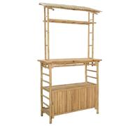 Tavolo da Bar da Esterno e 110 x 50 x 210 cm in Bambù | Bambù rinnovabile, ripiani funzionali, stile minimalista, solo uso esterno, montaggio richiesto