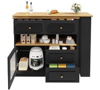 Tavolo Da Bar Estensibile Con Spazio Di Archiviazione (125-181×39×104,5 Cm), Bancone Da Pranzo Girevole a 360°, Tavolo Da Bar Moderno Mobile, Tavolo Alto Da Cucina Con Isola,Black