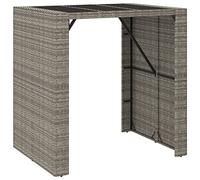 Tavolo da bar in vetro temperato polyratan grigio 105x80x110 cm | Rattan poli resistente alle intemperie, telaio in acciaio stabile, facile manutenzione, montaggio con istruzioni