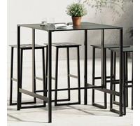 Tavolo da Bar Nero 100x100x110 cm in Acciaio Verniciato a Polvere, Elegante e Robusto per Interni ed Esterni, Ideale per Cucina, Sala da Pranzo e Giardino, Design Moderno con Piano a Doghe