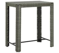 Tavolo da Bar per Esterno, in Polyrattan e Acciaio, Design Moderno, Struttura Robusta, Bancone Bar Esterno, Tavolo Bar Alto, per Giardino e Terrazzo, Colore Grigio, Dimensioni 100 x 60.5 x 110.5 cm