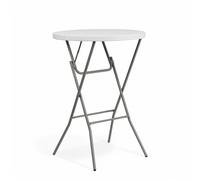 Tavolo da bar pieghevole con struttura in alluminio bianco con diametro 80xH110 cm