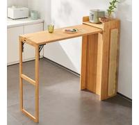 Tavolo da bar pieghevole espandibile con armadietto per vino 2 in 1 soluzione per sala da pranzo e nizing, elegante bancone con ripiani portaoggetti per cucina e soggiorno, design in legno