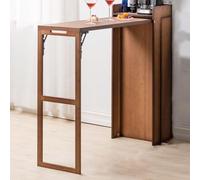 Tavolo da bar pieghevole per spazi ristretti, armadietto portaoggetti 2 in 1, tavolo da pranzo espandibile con sgabello da bar, bancone con ripiani per cucina e sala da pranzo (colore: noce)