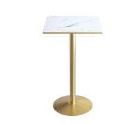 Tavolo da bar quadrato industriale con piano in marmo e base in metallo, tavolo da bistrot per cucina e sala da pranzo