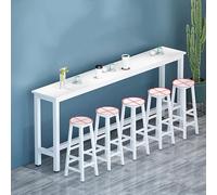 Tavolo da bar rettangolare alto con poggiapiedi regolabili, struttura in metallo, ideale per cucina, angolo colazione, casa, ristorante e bar (sedie non incluse), bianco, 160 x 40 x 100 cm