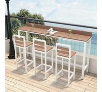 Tavolo da Bar Rettangolare da Esterno, Tavolo Alto Stretto per Balcone | Con Barra Posteriore di Arresto, per Patio, Giardino e Portico, Solo Tavolo, Sedie Non Incluse