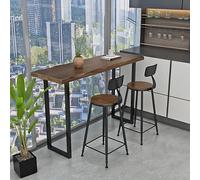 Tavolo da bar rettangolare moderno, tavolo da pranzo con bordo vivo color noce, tavolo da bar alto, tavolo da pranzo da cucina stretto, senza sgabello, per caffetteria(120cm/47.2in)