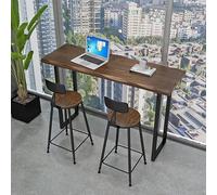 Tavolo da bar rettangolare moderno, tavolo da pranzo con bordo vivo color noce, tavolo da bar alto, tavolo da pranzo da cucina stretto, senza sgabello, per caffetteria(80cm/31.4in)