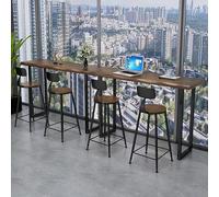Tavolo da bar rettangolare moderno, tavolo da pranzo con bordo vivo color noce, tavolo da bar alto, tavolo da pranzo da cucina stretto, senza sgabello, per caffetteria(180cm/70.8in)