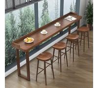 Tavolo da bar rettangolare stretto in legno massello per cucina e pub - Tavolo alto 180 x 40 x 105 cm, perfetto per colazione e pranzo in terrazza, sgabelli non inclusi