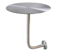 Tavolo da bar rotondo in acciaio inossidabile con supporto a forma di L, tavolo compatto per caffè e colazione, per soggiorno, cucina e balcone (35 x 35 x 45 cm)