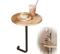 Tavolo da bar rotondo retrò per bar, sala da pranzo, cucina, bancone bistrot, piano in legno da 40 cm e base in ferro da 50 cm, elegante e mobile per spazi moderni