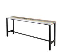 Tavolo da bar rustico in legno colorato con gambe in ferro battuto, 100 cm, rettangolare, isola da cucina per bar e casa, tavolo da pranzo robusto per elegante angolo bar