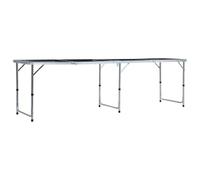 Tavolo da Beer Pong Pieghevole 240 cm Nero in Alluminio e MDF | Altezza regolabile 54-76 cm, superficie impermeabile, stampa a 2 colori, maniglie incluse, pieghevole compatto