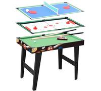 Tavolo da Biliardo in Legno per Bambini Gioco Hockey Tavolo da Ping Pong 3 in 1 Multi Sport Hockey ad Aria Biliardino Carambola Set Completo Tavolo da Gioco Ping Pong Air Hockey Biliardo cm 92x5xh69
