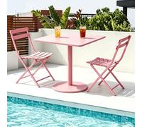 Tavolo Da Bistrot Quadrato In Ferro Rosa Per Esterni, Tavolo Da Pranzo Con Piedistallo In Metallo Resistente, Tavolini Da Cocktail Impermeabili Per Terrazza Sul Mare A Bordo Piscina(48x48x72cm)