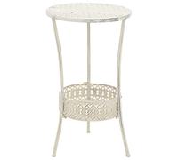 Tavolo da bistrot stile vintage, rotondo, in metallo, 40 x 70 cm, bianco, piccolo tavolo da pranzo con ripiano per cucina, balcone, giardino, tavolino decorativo