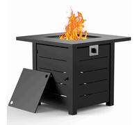 Tavolo da braciere da 28 pollici 50000BTU Tavolo da fuoco da esterno con coperchio per feste di ritrovo da giardino in terrazza nero