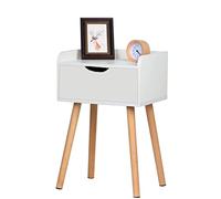 Tavolo da camera da letto, tavolino da caffè, 1 cassetto per soggiorno, camera da letto, divano, tavolino da tirare in tessuto, comodino, comodino, mobili con struttura in acciaio, piano in legno