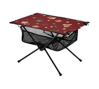 Tavolo da campeggio per esterni, marrone, simpatico orso di Natale, compatto, espandibile, resistente alle intemperie, tavolo da barbecue con borsa portaoggetti per cucinare all'aperto, picnic
