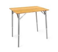 Navaris Tavolo da Campeggio Pieghevole 65x50cm - Tavolino Richiudibile in Legno di Bambù - Gambe Alluminio Altezza Regolabile 42-65cm - Camping Table