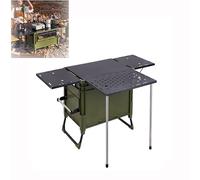 Tavolo da campeggio portatile con contenitore, scatola pieghevole da cucina per cucinare all'aperto, picnic, barbecue e spiaggia, può ospitare 2-4 persone