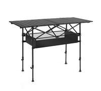 Tavolo da campeggio portatile in alluminio con organizer sotto il tavolo per attività all'aperto, picnic, barbecue, feste