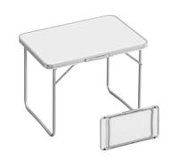 Tavolo da Campeggio Relaxdays, tavolino Pieghevole, HLP 68,5 x 80 x 60 cm, per Campeggio e Picnic, Alluminio, Bianco