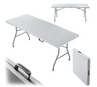 KADAX Tavolo pieghevole da giardino, 180 x 74 x 73 cm, resistente alle intemperie, pieghevole, per giardino, terrazza e balcone, robusto tavolo da buffet, tavolo da campeggio (bianco)