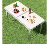 Tavolo da catering pieghevole, portatile, bianco, perfetto per eventi all'aperto, campeggio, buffet e cucina, 100 x 50 cm, ideale per ristoranti e matrimoni, design salvaspazio