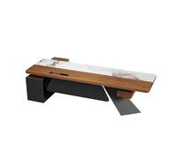 Tavolo da computer Banco da lavoro moderno per ufficio della presidenza in legno massello con armadi laterali, facile da riporre per riunioni e interviste, adatto per tavoli da gioco domestici