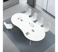 Tavolo da conferenza ovale in legno, per 4-6 persone, per ufficio, sala riunioni, finitura bianca, 180 x 90 x 75 cm, ideale per riunioni di lavoro e collaborazioni