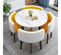 Tavolo da conferenza per ufficio per piccole sale riunioni, set da pranzo rotondo con 1 tavolo e 4 sedie, ideale per ricevimenti in ufficio, trattative e uso in cucina, 80 cm