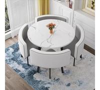 Tavolo da Conferenza Piccolo, Tavolo da Negoziazione per Reception, Scrivania e Sedia da Ufficio Set da 5, Scrivania da Pranzo, per Bar, Balcone, Camera da Letto, Biblioteca, Sala da Biliardo(Gray,90c