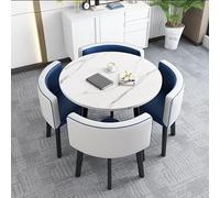 Tavolo da Conferenza Piccolo, Tavolo da Negoziazione per Reception, Scrivania e Sedia da Ufficio Set da 5, Scrivania da Pranzo, per Bar, Balcone, Camera da Letto, Biblioteca, Sala da Biliardo(Blue,90c