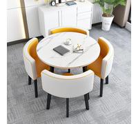 Tavolo da Conferenza Piccolo, Tavolo da Negoziazione per Reception, Scrivania e Sedia da Ufficio Set da 5, Scrivania da Pranzo, per Bar, Balcone, Camera da Letto, Biblioteca, Sala da Biliardo(Yellow,9