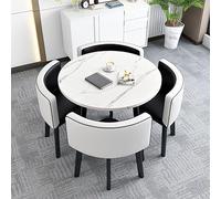 Tavolo da Conferenza Piccolo, Tavolo da Negoziazione per Reception, Scrivania e Sedia da Ufficio Set da 5, Scrivania da Pranzo, per Bar, Balcone, Camera da Letto, Biblioteca, Sala da Biliardo(Black,90