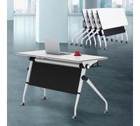 Tavolo da conferenza pieghevole con rotelle, 140 cm, con parte superiore ribaltabile, tavolo mobile per riunioni e allenamento su ruote, ideale per ufficio, aula ed eventi