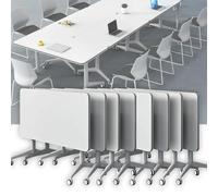Tavolo da conferenza pieghevole con ruote girevoli, set da 8 pezzi, 119 x 60 x 29,5 cm, design pieghevole per ufficio ed eventi