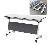 Tavolo da conferenza pieghevole con ruote silenziose, 160 x 50,8 x 73,7 cm, tavolo da ufficio per sale di formazione, aule e scuole, ideale per riunioni e collaborazioni